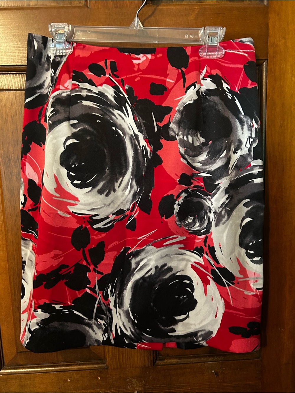 mac & jac Red and Black Abstract Print Skirt